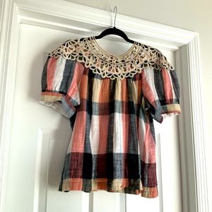 Plaid Anthropologie blouse
